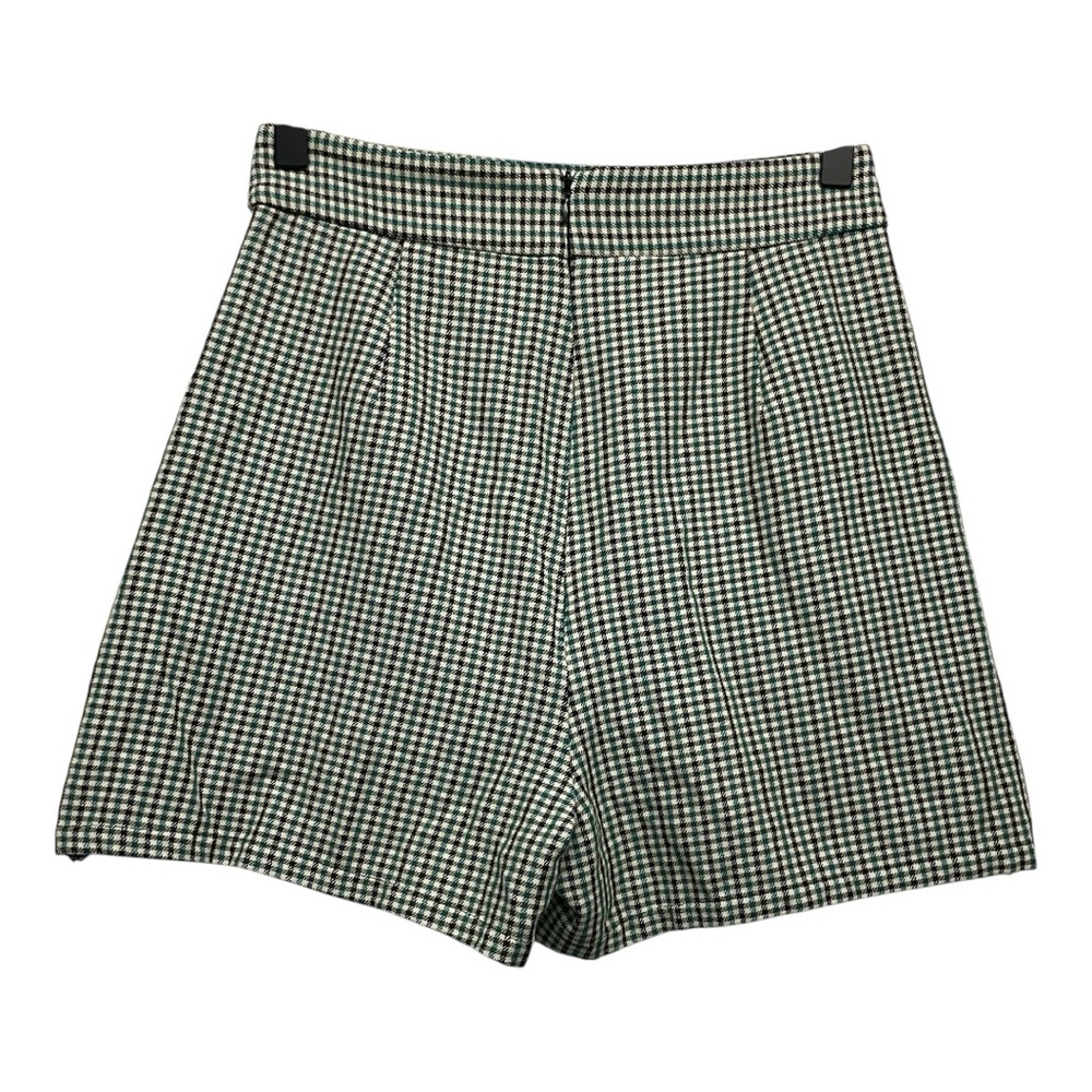 ZARA High Waisted gingham Plaid Mini Skort Size XS Green-Black blogger favorite - Picture 2 of 7